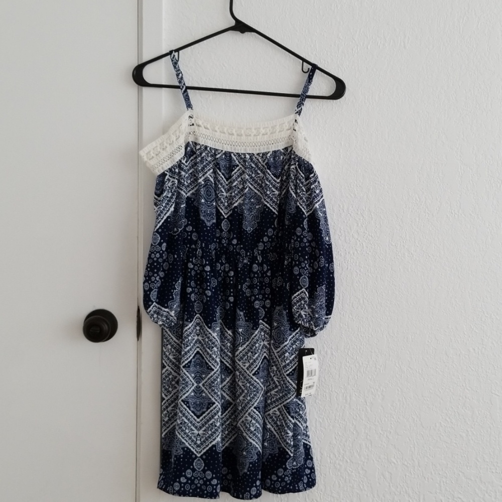 Blue paisley print dress